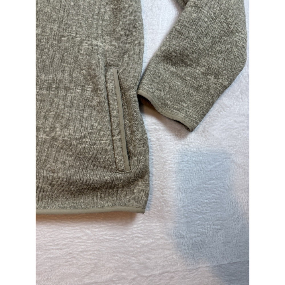 Eddie Bauer Sweatshirt Mens XXL Beige Mock Neck 1/4 Zip Pullover Knit Pockets - Picture 3 of 10